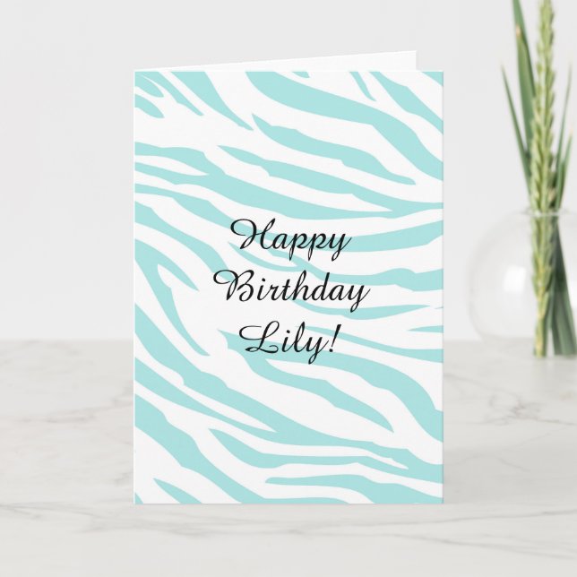 Sky Blue Zebra Print Card (Front)