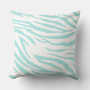 Sky Blue Zebra Print Throw Pillow