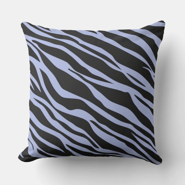 Sky Blue Zebra Striped Throw Pillow (Front)