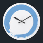 Sky Blue Zen Symbol Large Clock<br><div class="desc">The enso circle, also called the Sumi circle, is an open circle painted with a single brush stroke. Very difficult to achieve, some Zen Buddhists paint one each day, striving for perfection. It is also known as the zen symbol. We have a lot of varieties, but this unique version is...</div>