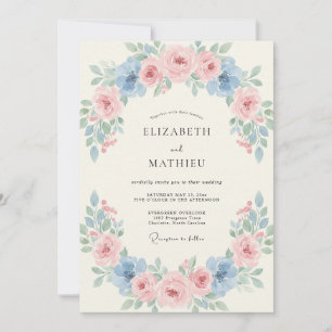 Sky Blush Peony Wedding Invitation