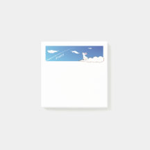 Sky Bunny Sticky Notes with Customizable Text