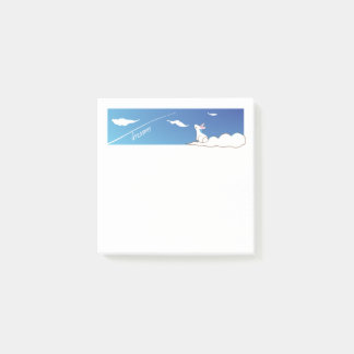 Sky Bunny Sticky Notes with Customizable Text