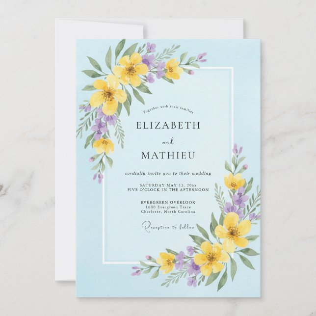 Sky Butter Wildflower Wedding Invitation (Front)