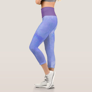 Sky colour And Purple  Capri Leggings