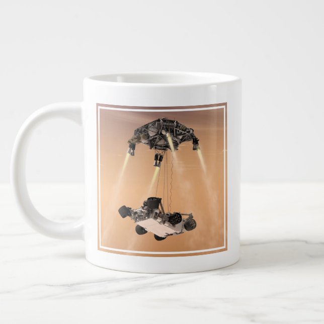 Sky Crane Manoeuvre During Curiosity's Mars Descen Large Coffee Mug (Left)
