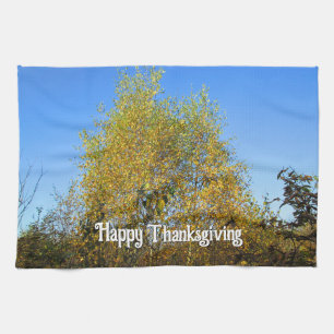 Sky Dancing Autumn Leaves - Custom Thanksgiving Kitchen Towel