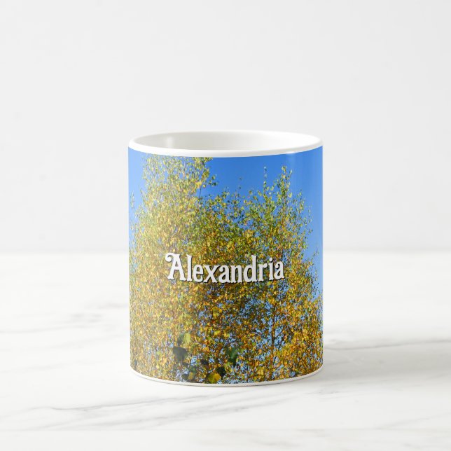 Sky Dancing Autumn Leaves - Personalized Coffee Mug (Center)