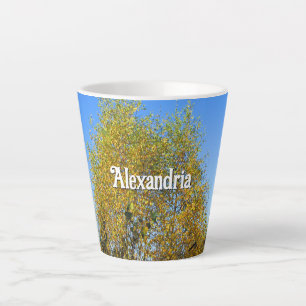 Sky Dancing Autumn Leaves - Small Personalised Latte Mug