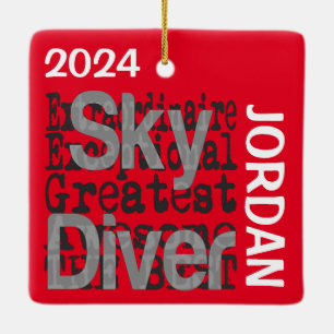 Sky Diver Extraordinaire CUSTOM Ceramic Ornament