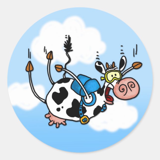 sky diving cow no txt stickers (Front)
