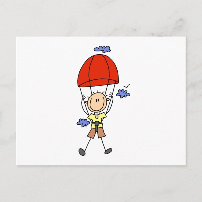 Sky Diving Stick Figure Postcard (Front)