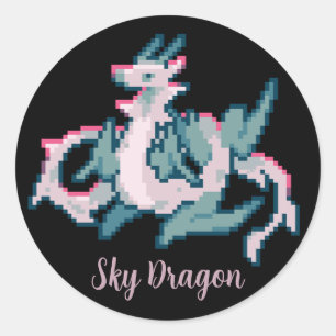 Sky Dragon Pixel Art Classic Round Sticker
