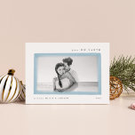 Sky | Dreamy Wish Peace on Earth Photo Holiday Card<br><div class="desc">Understated and elegant, our chic holiday card frames your favourite photo with watercolor brush swashes in sheer sky blue , with "Peace on Earth" at the top in delicate block and italic lettering. Personalize with your family name(s) and the year at the bottom. A back pattern of tiny pine trees...</div>