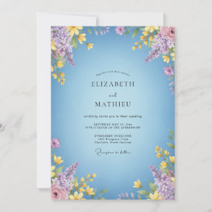 Sky Dusty Lavender Wildflower Wedding Invitation