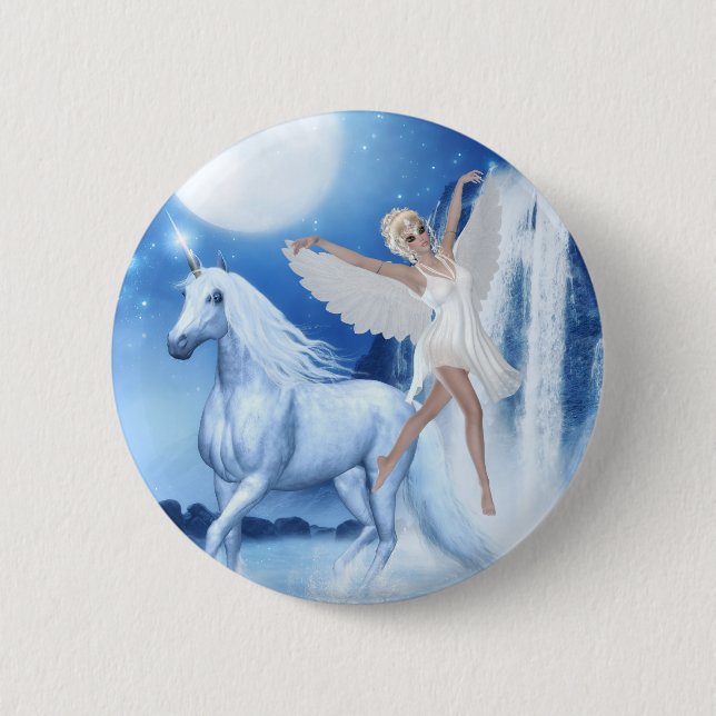 Sky Faerie Asparas and Unicorn 2 Inch Round Button (Front)