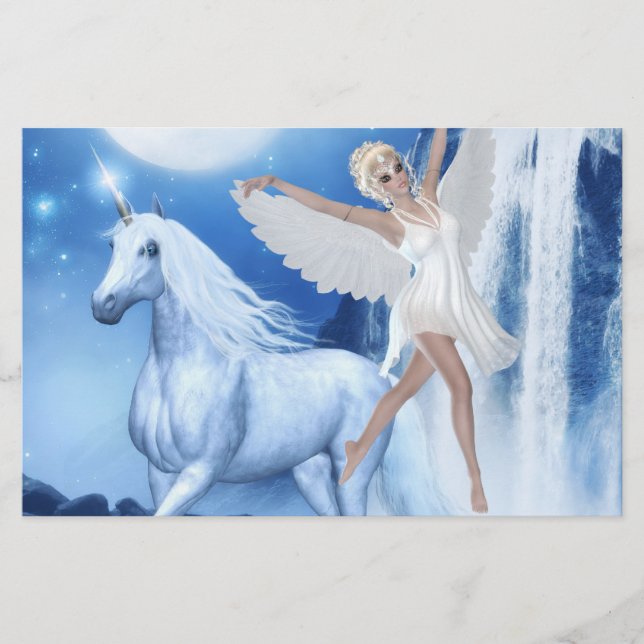 Sky Faerie Asparas and Unicorn Stationery (Front)