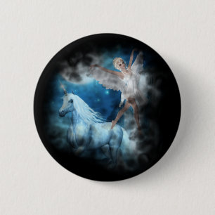 Sky Faerie Asparas and Unicorn Vignette 2 Inch Round Button