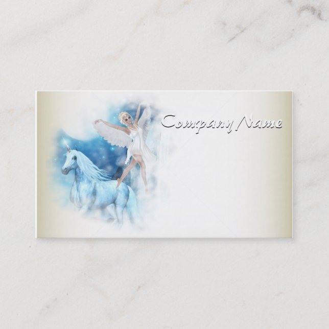 Sky Faerie Asparas and Unicorn Vignette Business Card (Front)