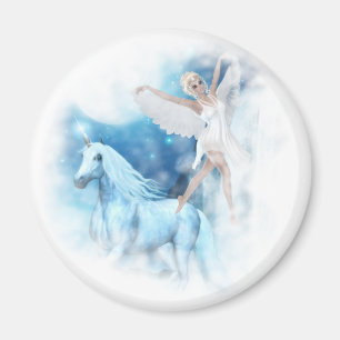 Sky Faerie Asparas and Unicorn Vignette Magnet