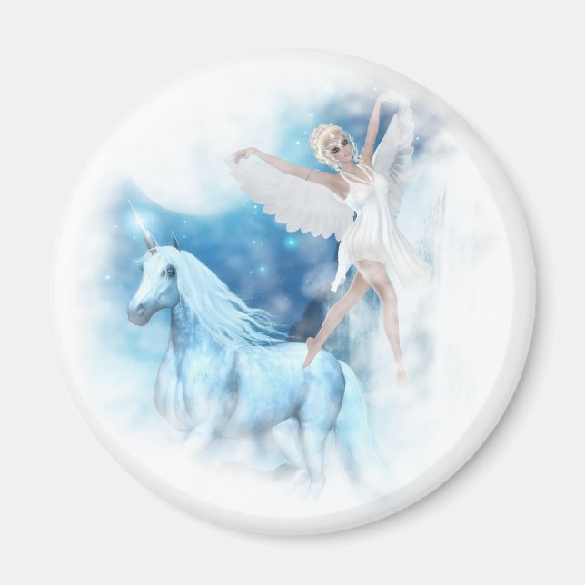 Sky Faerie Asparas and Unicorn Vignette Magnet (Front)