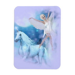 Sky Faerie Asparas and Unicorn Vignette Magnet