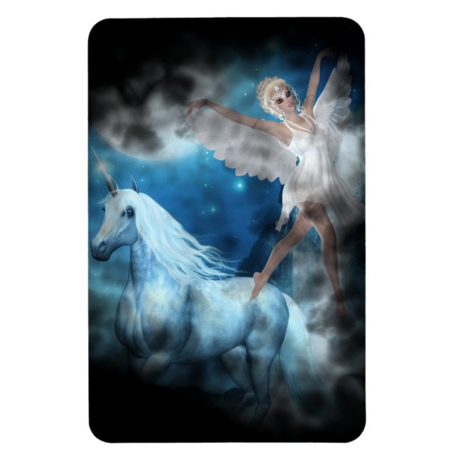 Sky Faerie Asparas and Unicorn Vignette Magnet (Vertical)