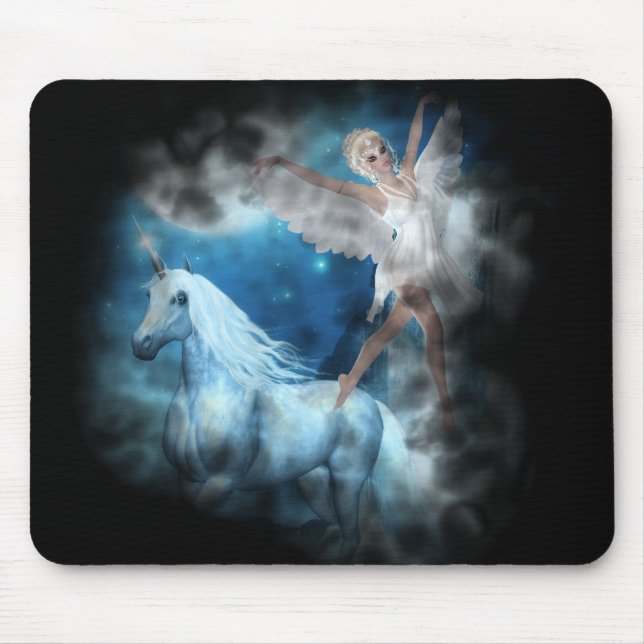 Sky Faerie Asparas and Unicorn Vignette Mouse Pad (Front)
