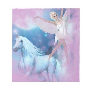 Sky Faerie Asparas and Unicorn Vignette Notepad