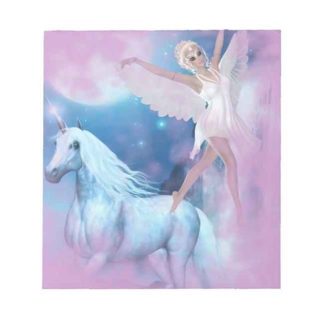 Sky Faerie Asparas and Unicorn Vignette Notepad (Front)