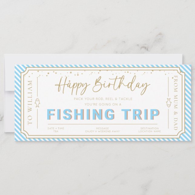 Sky Fishing Trip Birthday Gift Voucher Card (Front)