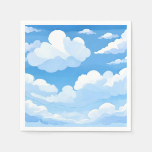 Sky Full of Clouds   Watercolor Blue Sky Painting Napkin