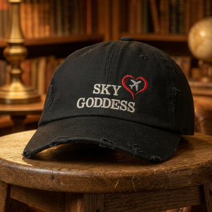 Sky Goddess Heart Airplane Cute Custom Name Embroidered Hat