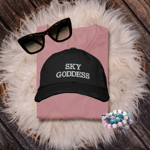 Sky Goddess Typography, Wanderlust, Simple Embroidered Hat