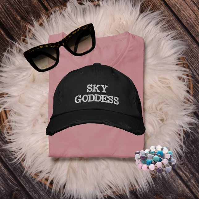 Sky Goddess Typography, Wanderlust, Simple Embroidered Hat (Creator Uploaded)