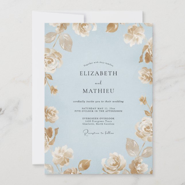 Sky Gold Painted Wedding Invitation (Front)