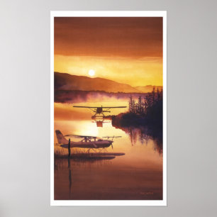 "Sky Harbor" Float Plane Watercolor Poster