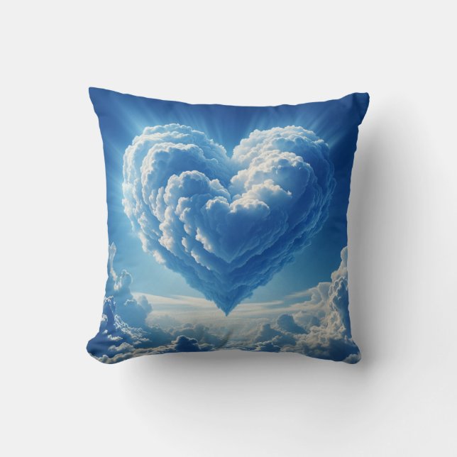 Sky Heart Cloud Throw Pillow (Front)
