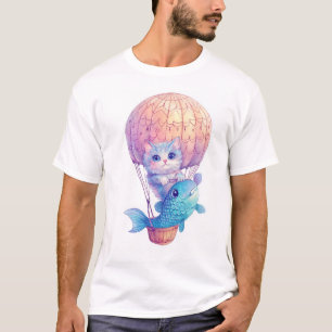 Sky High Kitty � Cute Whimsical Cat Adventure T-Shirt
