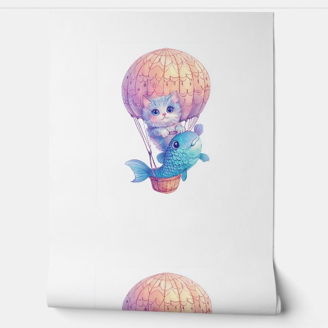 Sky High Kitty – Cute Whimsical Cat Adventure Wallpaper (Unrolling)