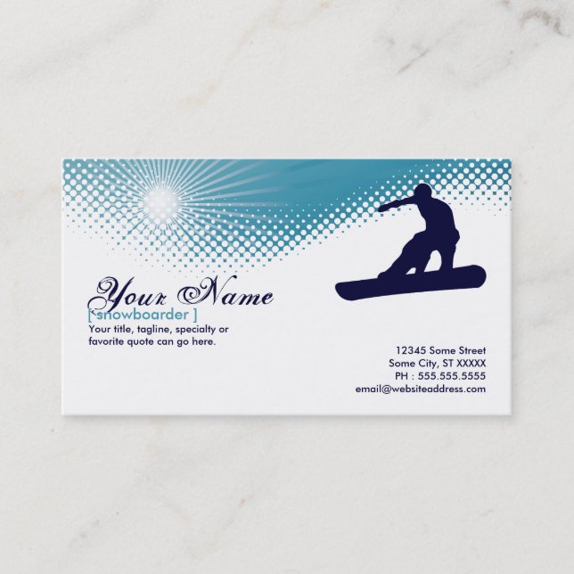 sky high snowboarder business card (Front)
