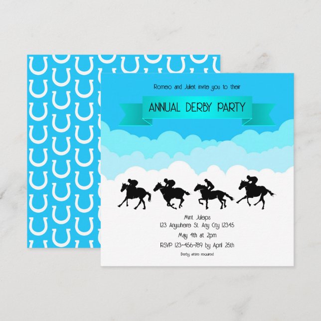 Sky High Sprints Annual Derby Party Invitation (Front/Back)