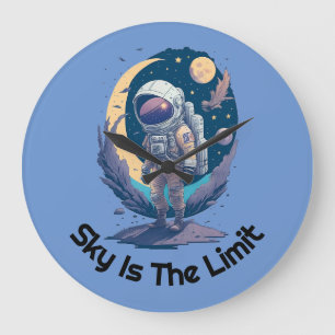 Sky is the Limit Astronaut T-Shirt Perfect gift Large Clock