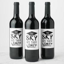 Sky is the Limit Clever Graduation Captions Cute Wine Label