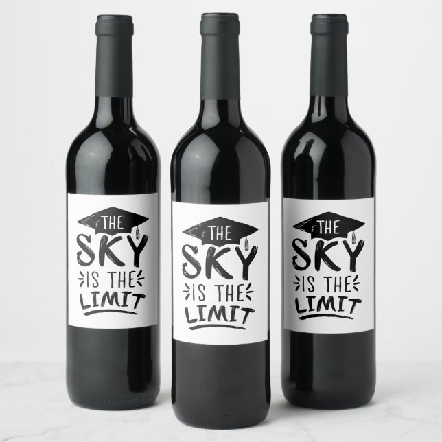Sky is the Limit Clever Graduation Captions Cute Wine Label (Bottles)