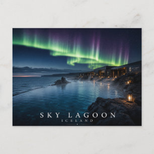 Sky Lagoon Geothermal Ocean View Iceland Aurora Postcard