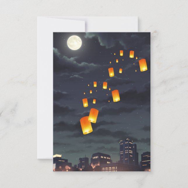 Sky lantern/yellow lamp/night light RSVP card (Front)