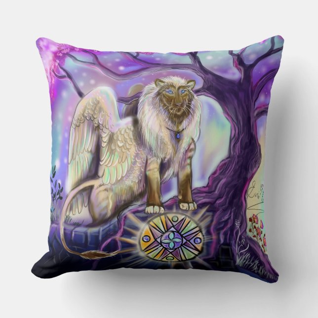 Sky Lion Throw Pillow (Front)