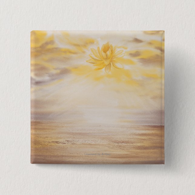 Sky Lotus 2 Inch Square Button (Front)