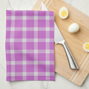 Sky Magenta and white plaid Kitchen Towel